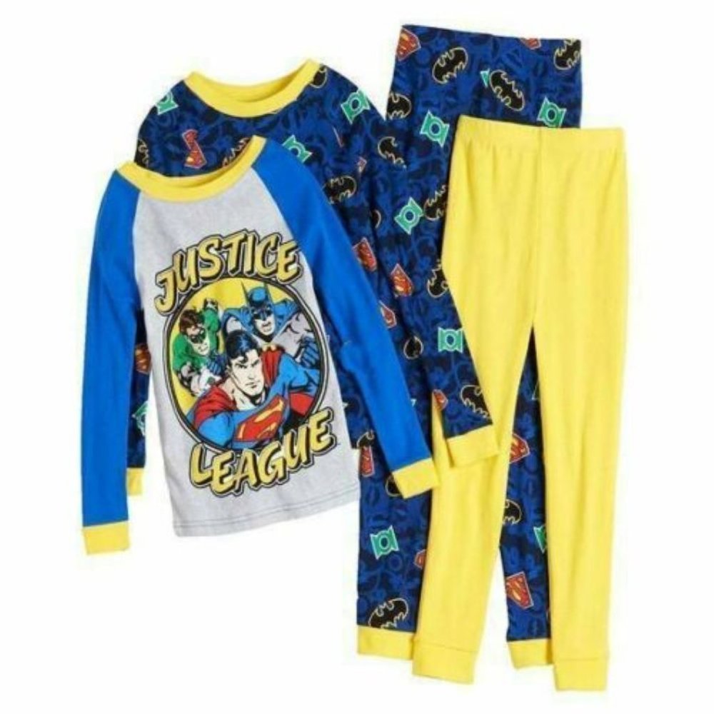 Boys Justice League Pajamas 4 Winter DC Comics Long Sleeve Shirts & Pants